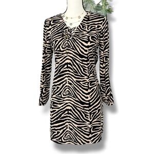 Michael Kors Animal Zebra Print Tunic Mini Dress Medium